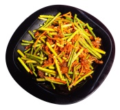 Побеги чеснока со свининой